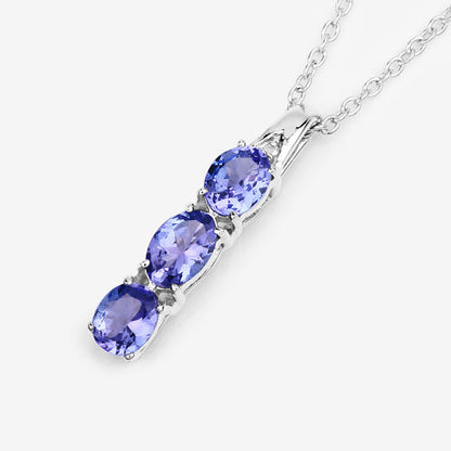1.11 Carat Genuine Tanzanite and White Diamond .925 Sterling Silver Pendant Bids.com