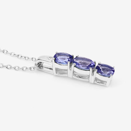 1.11 Carat Genuine Tanzanite and White Diamond .925 Sterling Silver Pendant Bids.com
