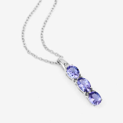 1.11 Carat Genuine Tanzanite and White Diamond .925 Sterling Silver Pendant Bids.com