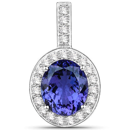 10.15 Carat Genuine Tanzanite and White Diamond 18K White Gold Pendant Bids.com