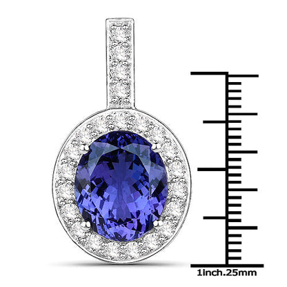 10.15 Carat Genuine Tanzanite and White Diamond 18K White Gold Pendant Bids.com