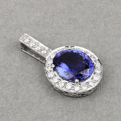 10.15 Carat Genuine Tanzanite and White Diamond 18K White Gold Pendant Bids.com