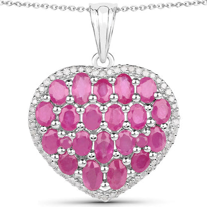 5.00 Carat Genuine Ruby and White Diamond .925 Sterling Silver Pendant Bids.com