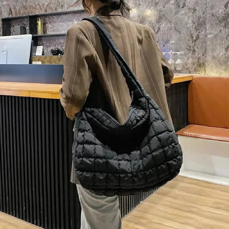 Padded Argyle Quilted Crossbody Hobo Bag DailySale