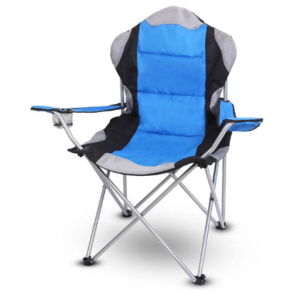 Padded Seat Arm Back Foldable Camping Chair Heavy Duty Steel Lawn DailySale