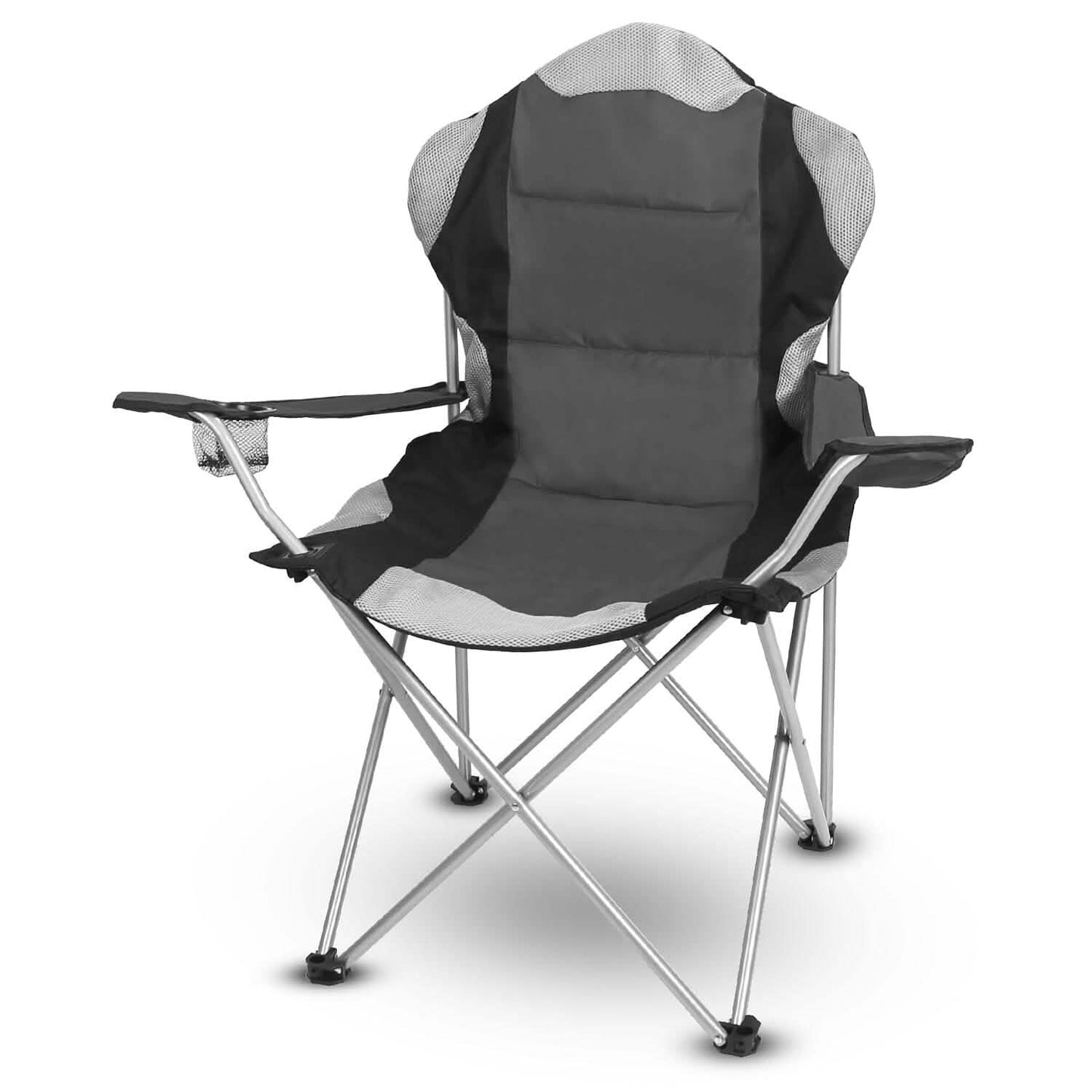 Padded Seat Arm Back Foldable Camping Chair Heavy Duty Steel Lawn DailySale