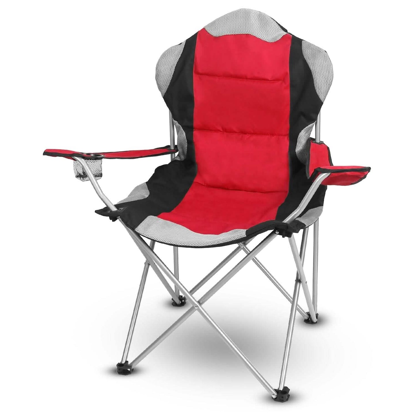 Padded Seat Arm Back Foldable Camping Chair Heavy Duty Steel Lawn DailySale