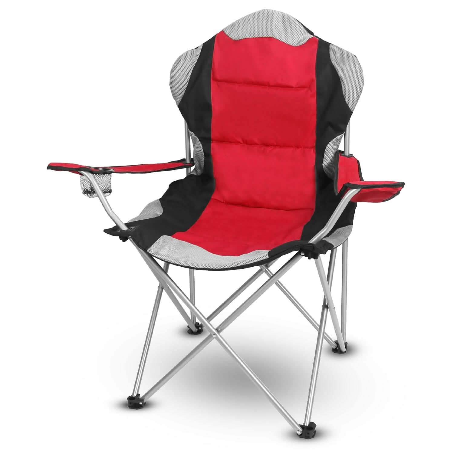 Padded Seat Arm Back Foldable Camping Chair Heavy Duty Steel Lawn DailySale