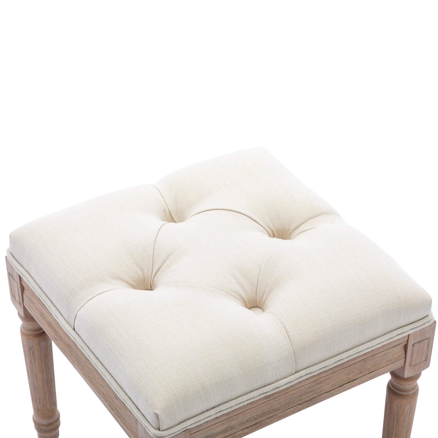 Padded Square Footstool with Rubberwood Legs DailySale
