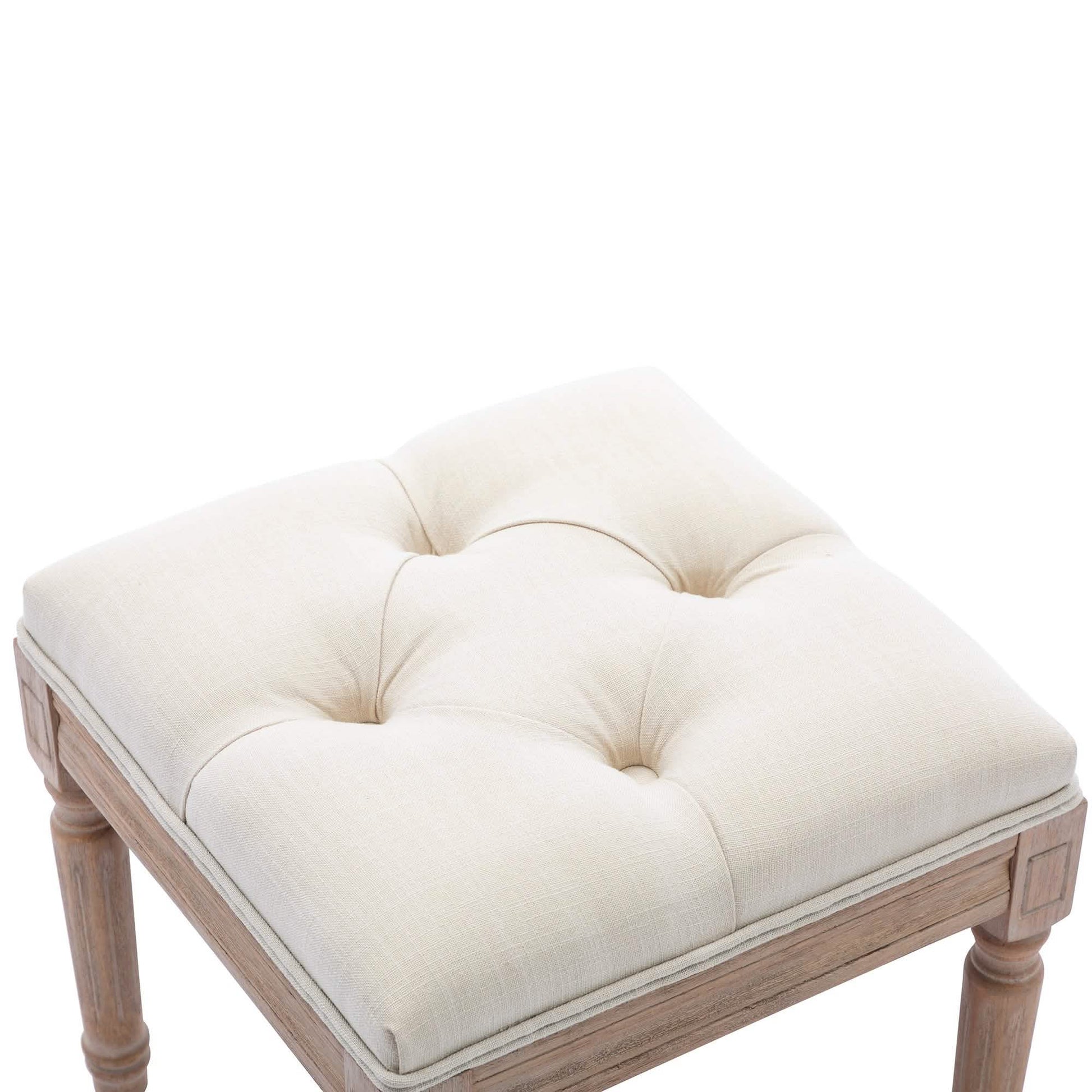Padded Square Footstool with Rubberwood Legs DailySale