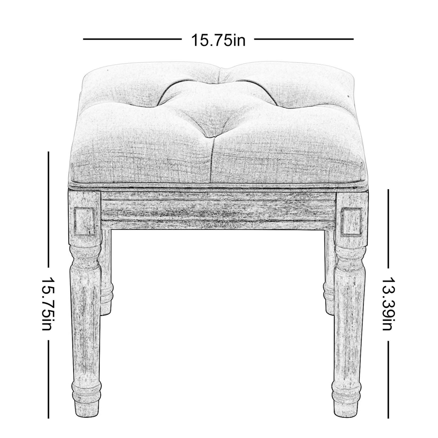 Padded Square Footstool with Rubberwood Legs DailySale
