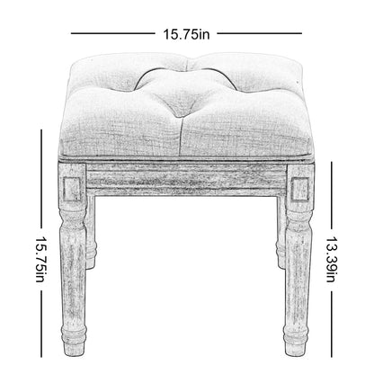 Padded Square Footstool with Rubberwood Legs DailySale