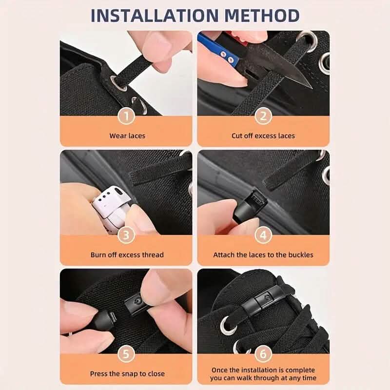 Pair of Free-Tie Shoelaces with 2 Buckles DailySale
