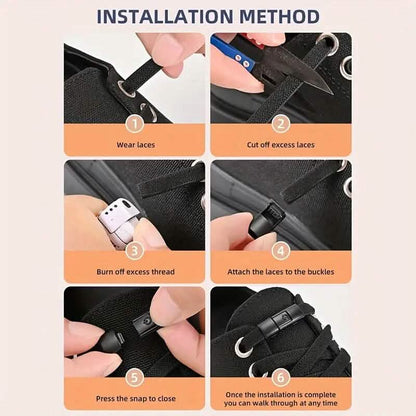Pair of Free-Tie Shoelaces with 2 Buckles DailySale