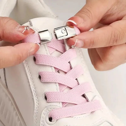 Pair of Free-Tie Shoelaces with 2 Buckles DailySale