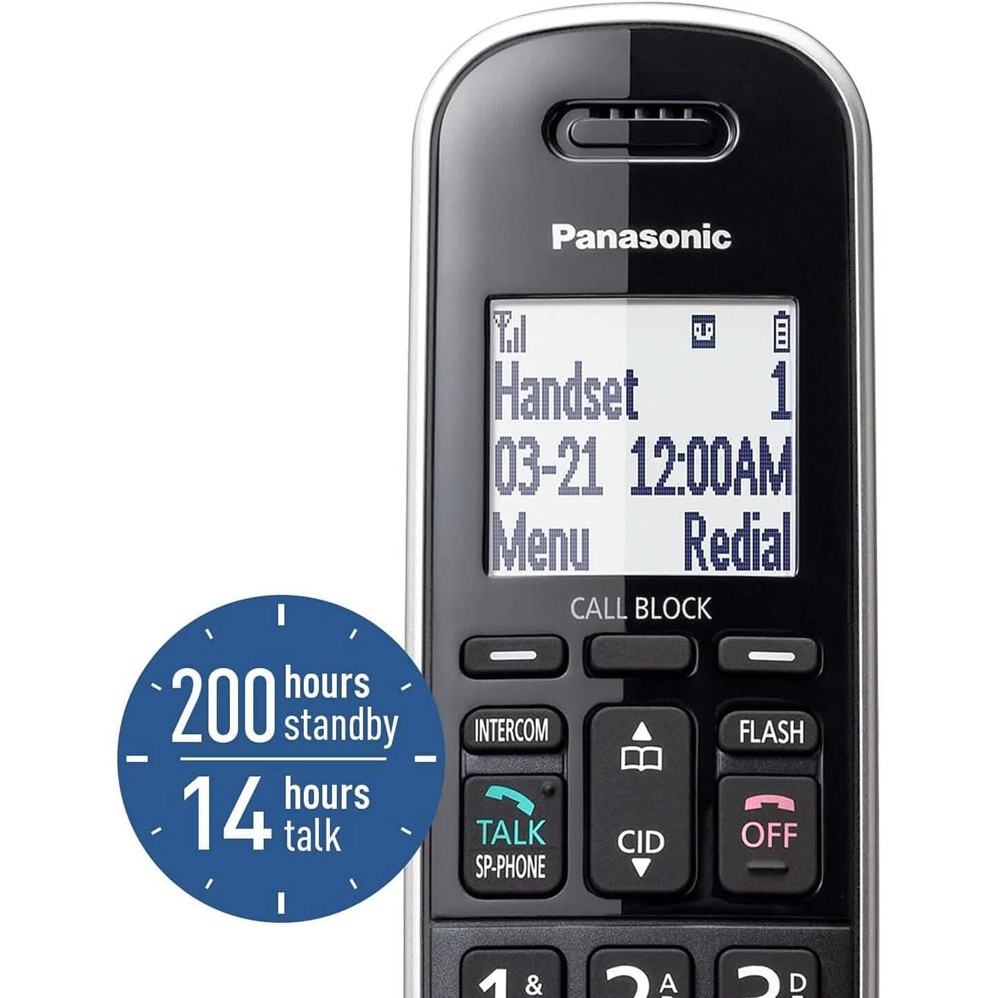 Panasonic Expandable Corded/Cordless Phone System with Answering Machine and One Touch Call Blocking – 2 Handsets  (Refurbished) DailySale