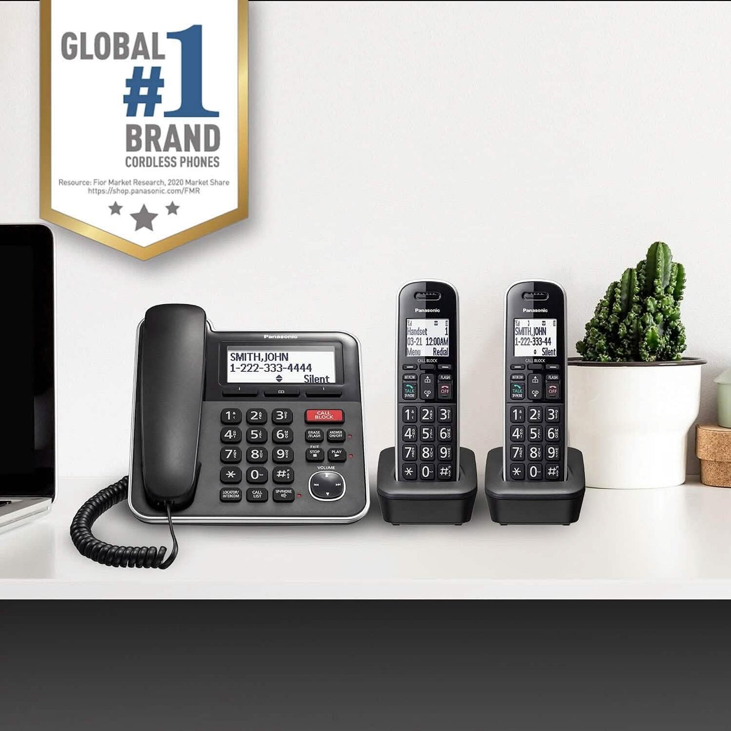 Panasonic Expandable Corded/Cordless Phone System with Answering Machine and One Touch Call Blocking – 2 Handsets  (Refurbished) DailySale
