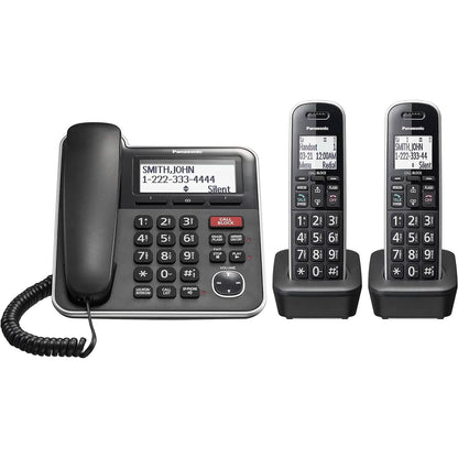 Panasonic Expandable Corded/Cordless Phone System with Answering Machine and One Touch Call Blocking – 2 Handsets  (Refurbished) DailySale