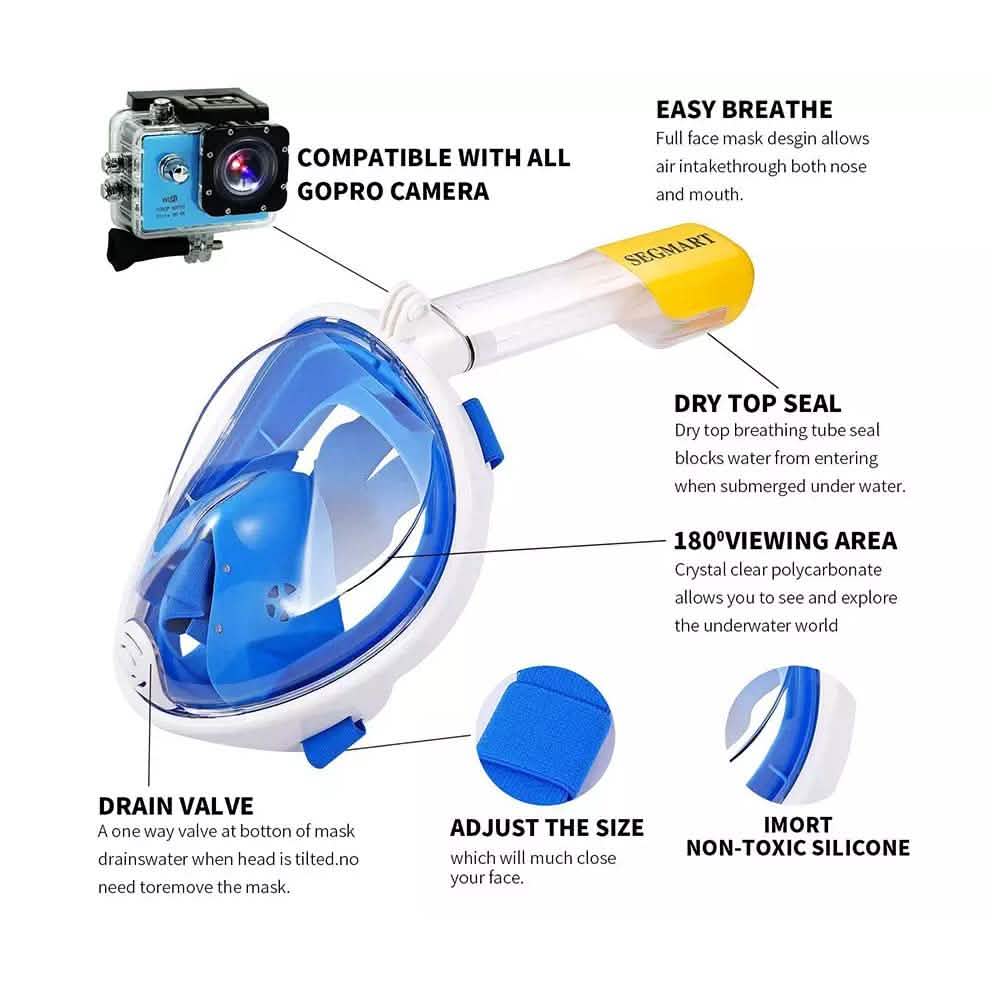 Panoramic Snorkeling Mask Full Face GoPro Compatible Snorkel Mask Scuba Mask DailySale