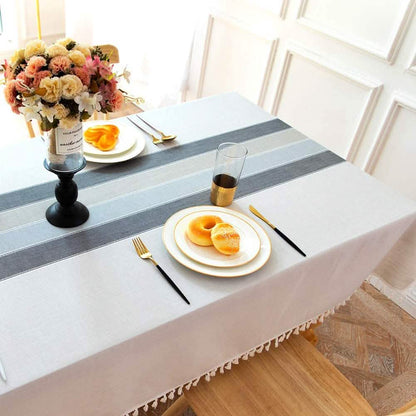 Patchwork Fringed Linen Tablecloth DailySale