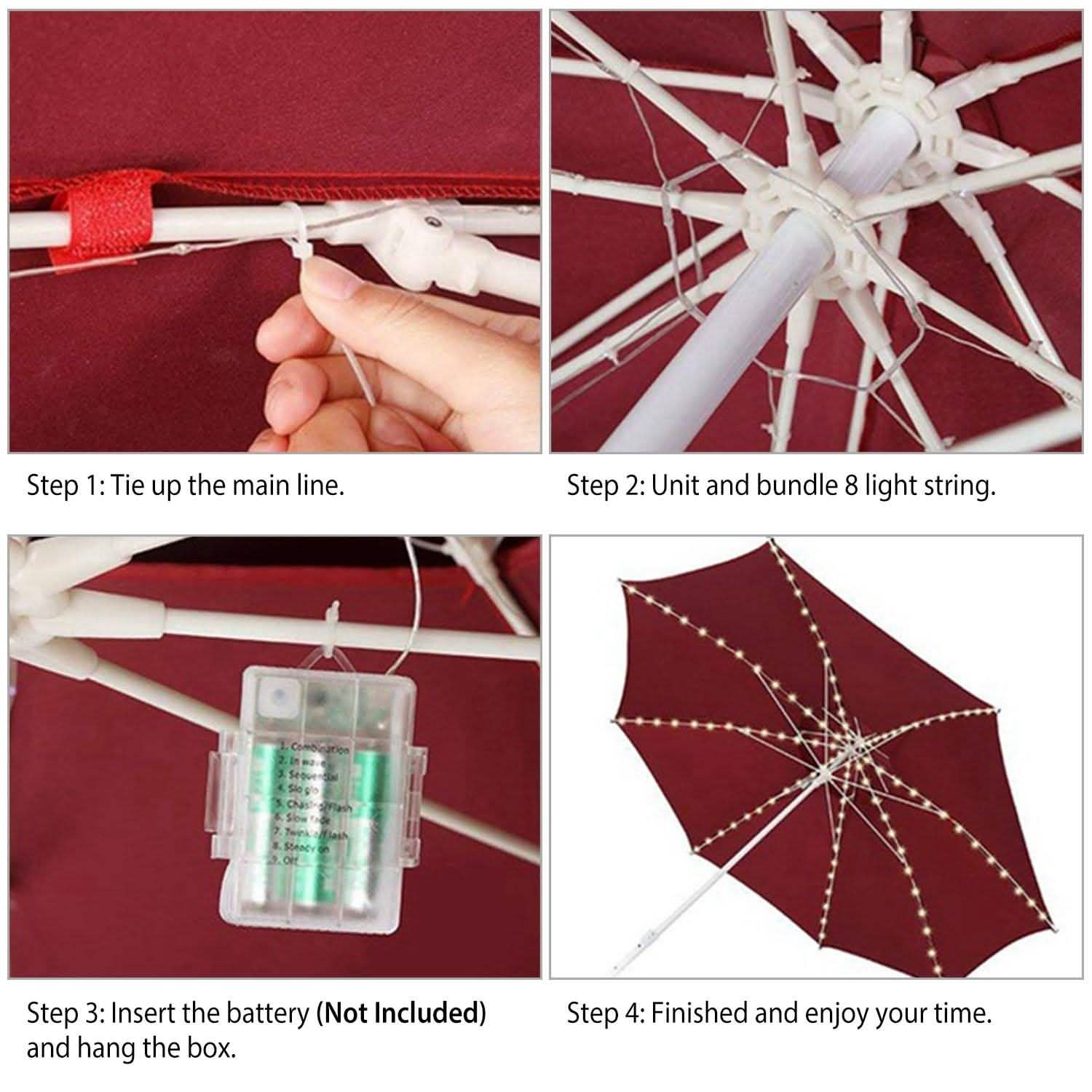 Patio Umbrella Lights 8 Lighting Mode with Remote Control DailySale
