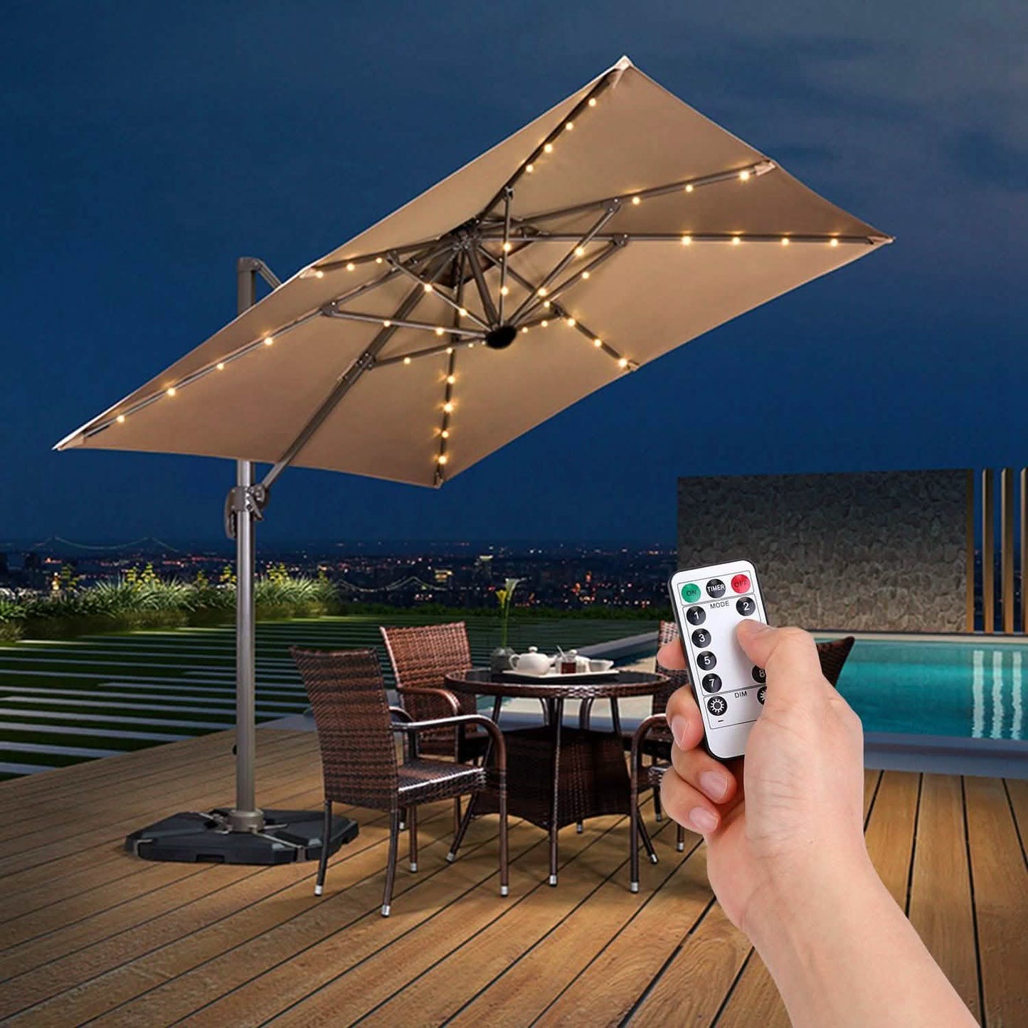 Patio Umbrella Lights 8 Lighting Mode with Remote Control DailySale