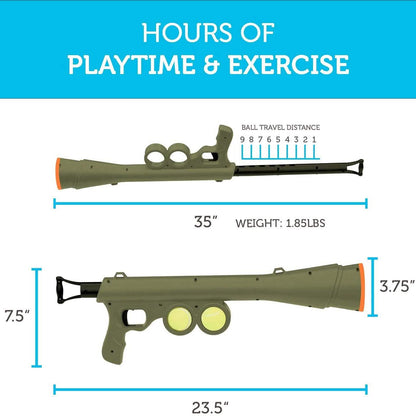 Paws & Pals Bazook - 9 Tennis Ball Launcher Gun with 2 Squeaky Balls DailySale
