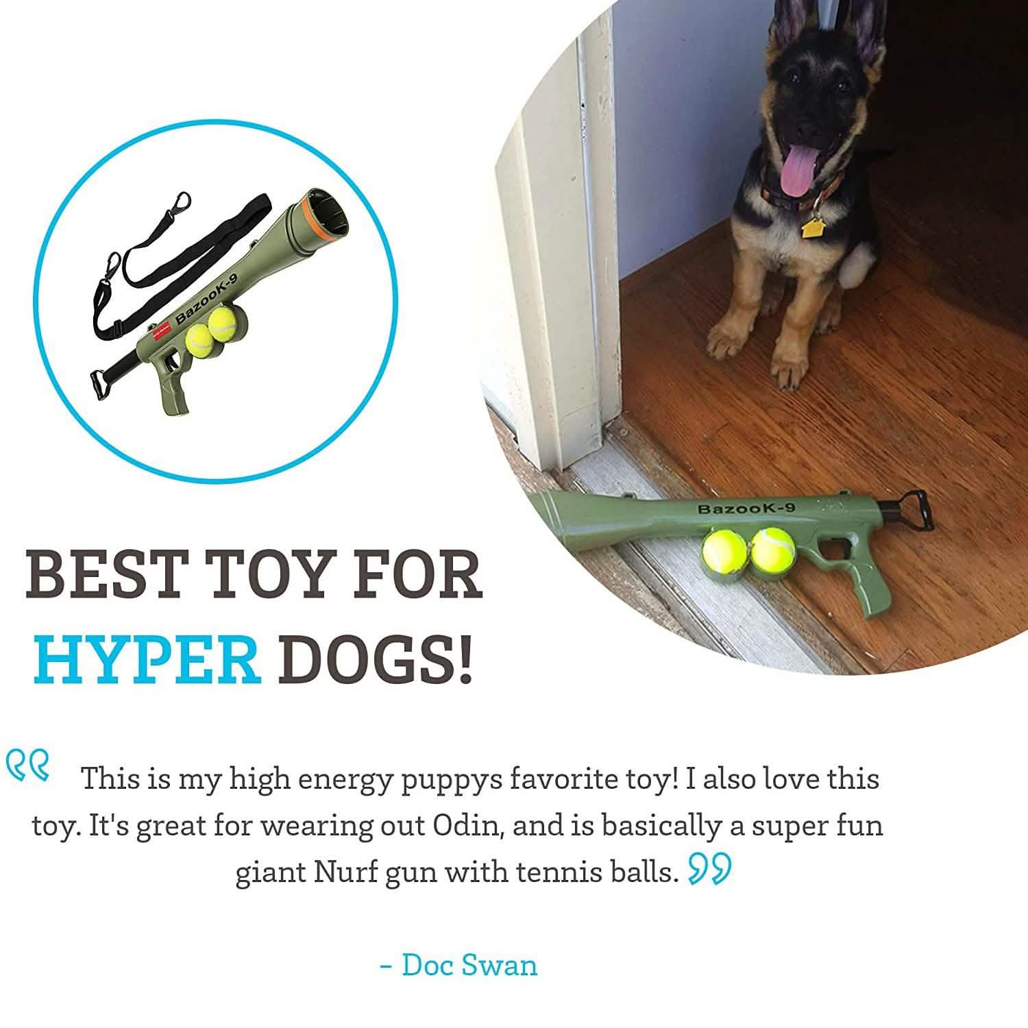 Paws & Pals Bazook - 9 Tennis Ball Launcher Gun with 2 Squeaky Balls DailySale