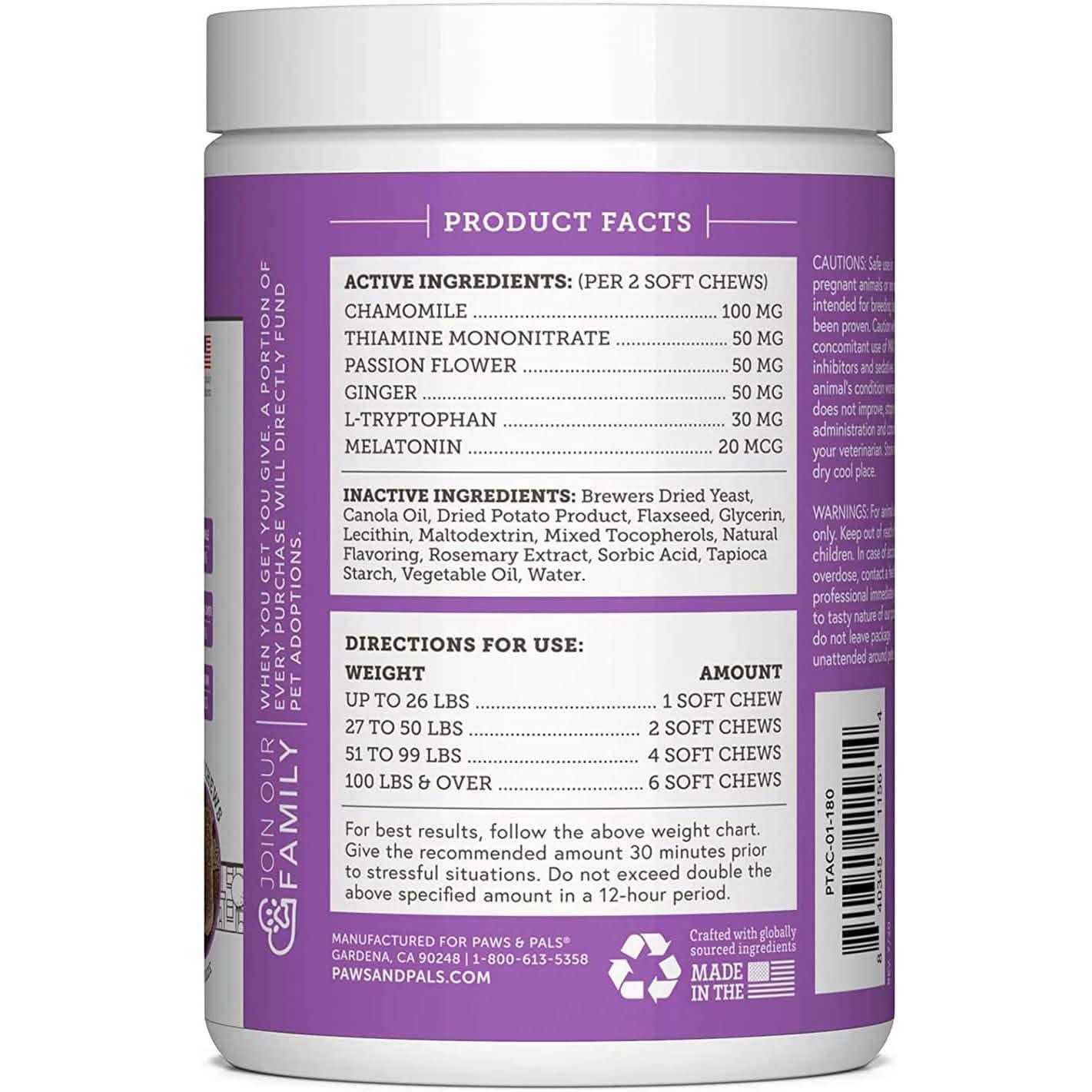 Paws & Pals Dog Calming Treats - Pet Anti Anxiety Supplement DailySale