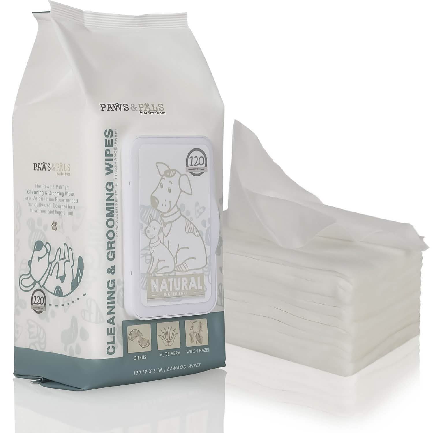Paws & Pals Pet Grooming Wipes Hypo-Allergenic Cleansing and Deodorizing DailySale