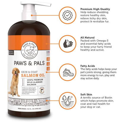 Paws & Pals Wild Alaskan Salmon Oil for Dogs and Cats - 32oz DailySale