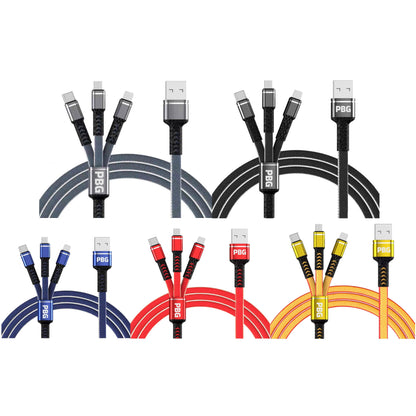 PBG 3-in-1 Cable Mesh/Nylon Braided HQ Multi Device Charging (Lightning, USB-C , Micro) DailySale