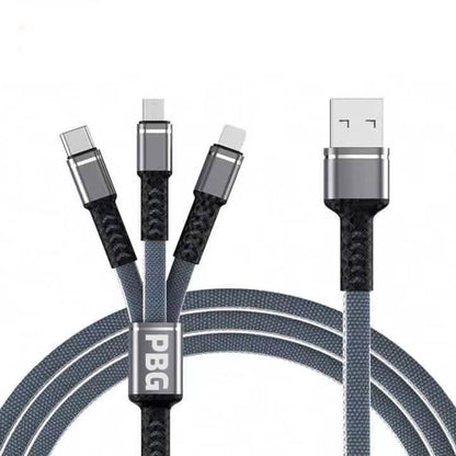 PBG 3-in-1 Cable Mesh/Nylon Braided HQ Multi Device Charging (Lightning, USB-C , Micro) DailySale