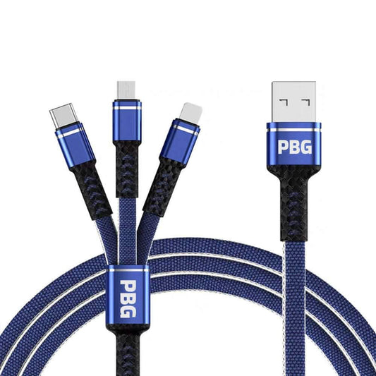 PBG 3-in-1 Cable Mesh/Nylon Braided HQ Multi Device Charging (Lightning, USB-C , Micro) DailySale