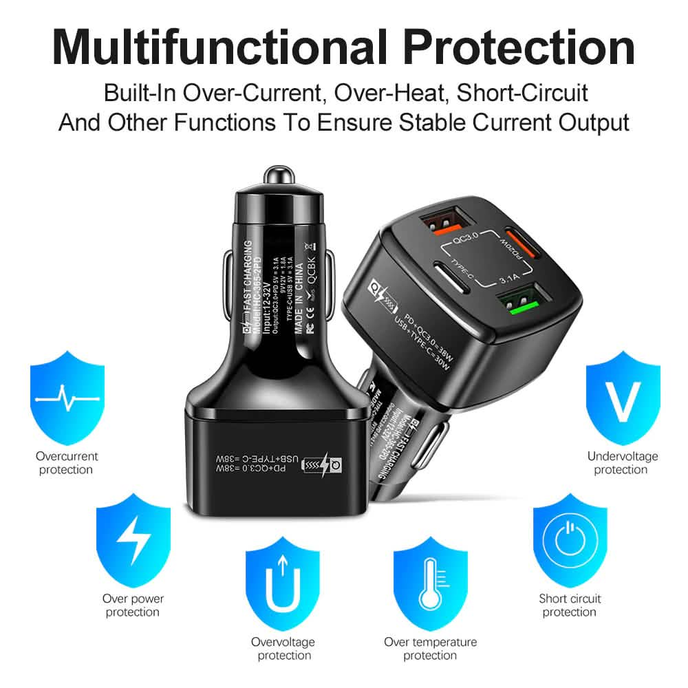 PBG 4 Port Car Charger 2 PD Ports and 2 USB Ports DailySale