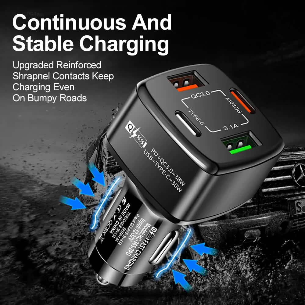 PBG 4 Port Car Charger 2 PD Ports and 2 USB Ports DailySale