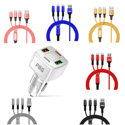 PBG 4 Port Car Charger and 4FT - 3 in 1 Nylon Cable Combo DailySale