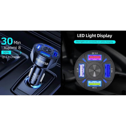 PBG 4 Port LED Car Charger and 10FT Orange Nylon Cable Combo DailySale