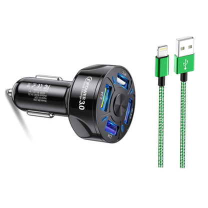 PBG 4 Port LED Car Charger and 6Ft. Lightning Cable Combo DailySale
