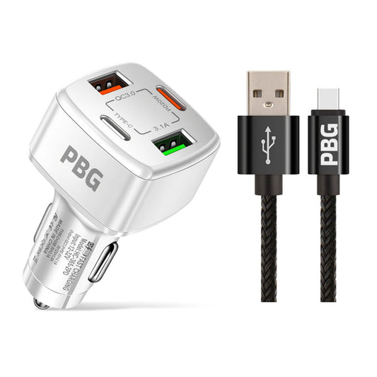 PBG 4 Port PD/USB Car Charger and 10Ft. Zebra Style Lightning Cable Bundle DailySale