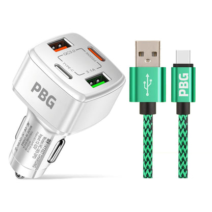 PBG 4 Port PD/USB Car Charger and 10Ft. Zebra Style Lightning Cable Bundle DailySale