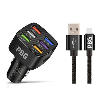 PBG LED 6 Port Car Charger and 10Ft. XL Zebra Lightning Cable Combo DailySale