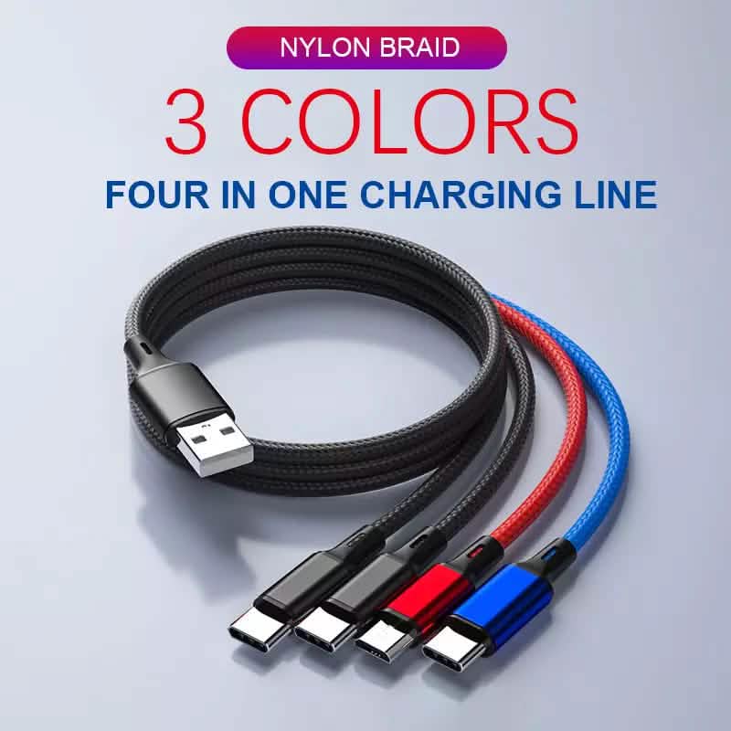 PBG LED 6-Port Car Charger and 4 in 1 Nylon Charging Cable Bundle DailySale