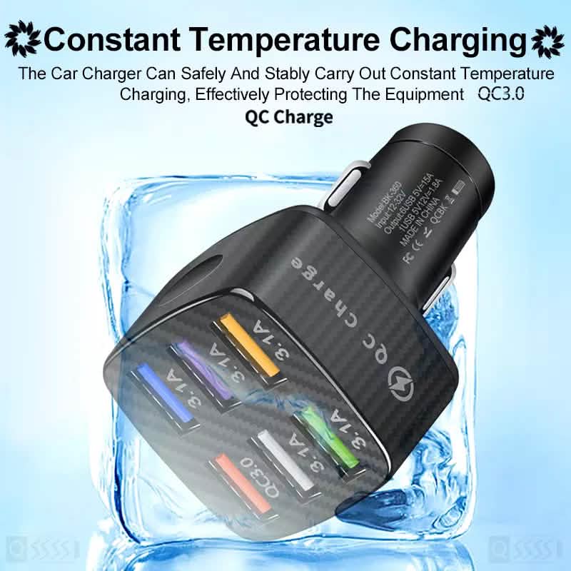 PBG LED 6-Port Car Charger and 4 in 1 Nylon Charging Cable Bundle DailySale
