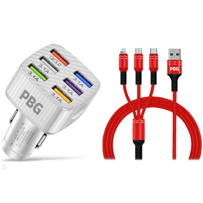 PBG LED 6 Port Car Charger and 4Ft. 3-in-1 Cable Combo DailySale