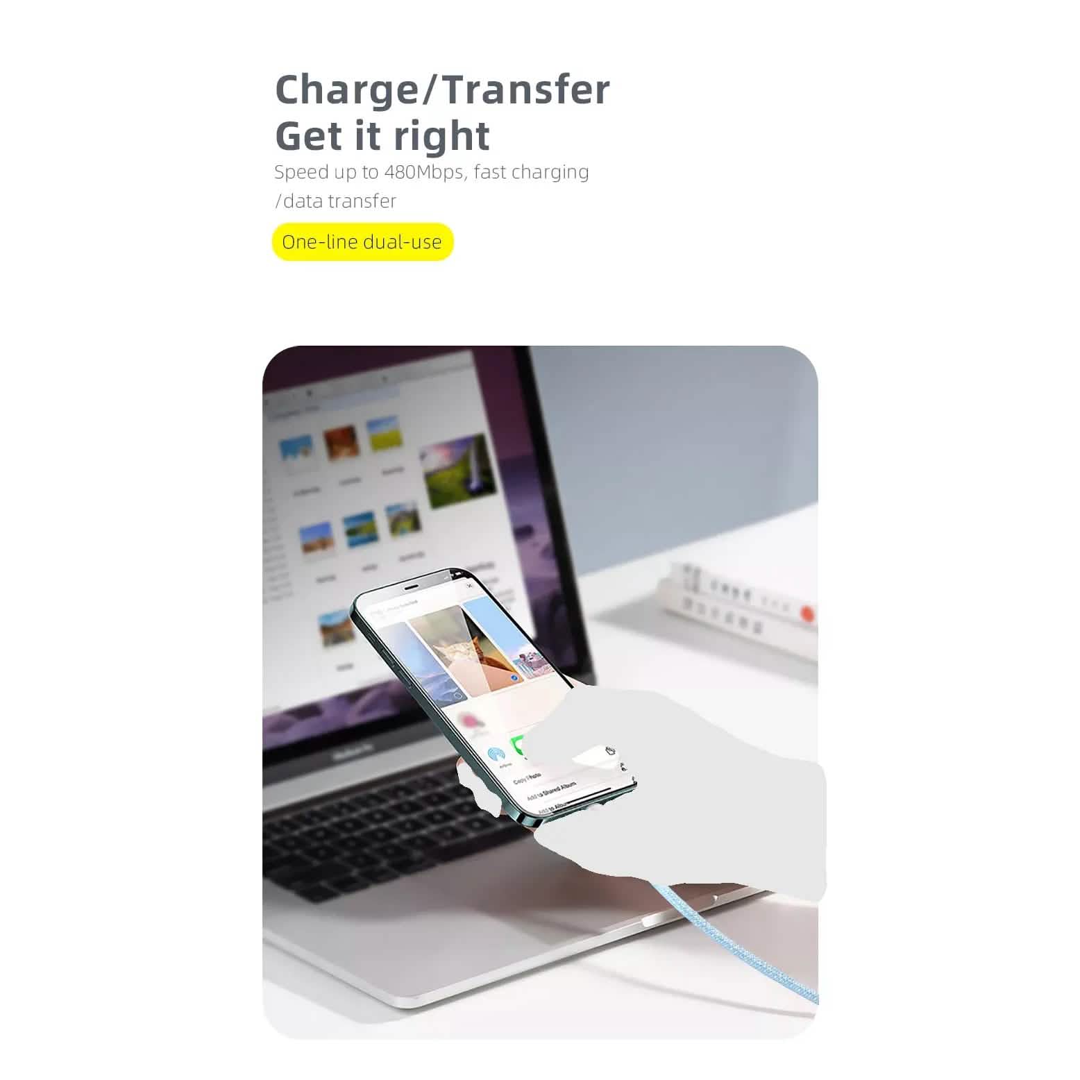 PBG Macaron USB-C TO C Cable's 3 (PD Type C to 8 Pin) DailySale