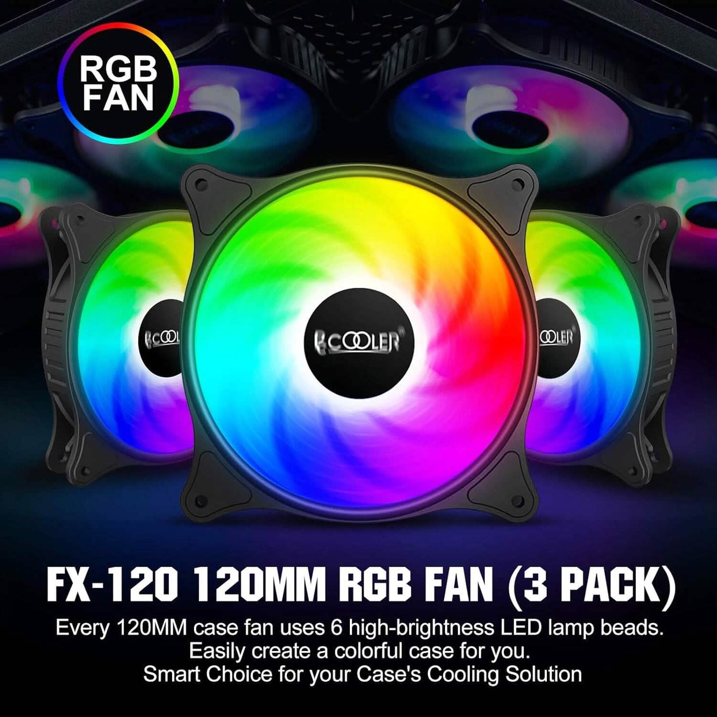 PCCOOLER 120MM Case Fan 3 Pack FX120 High Performance Cooling PC Fans  (Refurbished) DailySale
