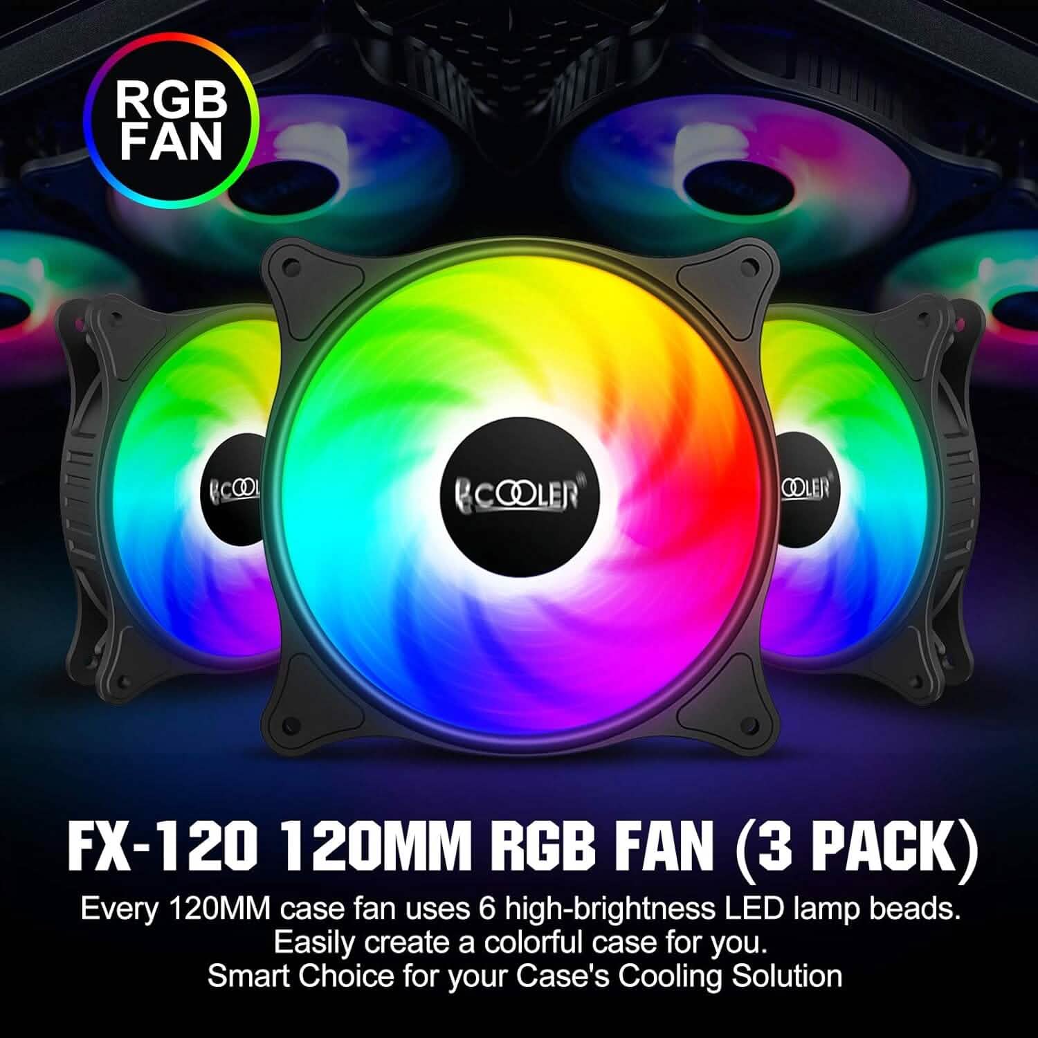 PCCOOLER 120MM Case Fan 3 Pack FX120 High Performance Cooling PC Fans  (Refurbished) DailySale