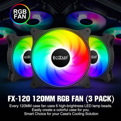 PCCOOLER 120MM Case Fan 3 Pack FX120 High Performance Cooling PC Fans  (Refurbished) DailySale
