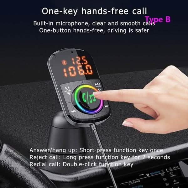 PD18W and QC3.0 Bluetooth 5.0 Car Radio Adapter Dual Fast Charging Port Wireless FM Audio Hands Free Car Kit Receiver DailySale
